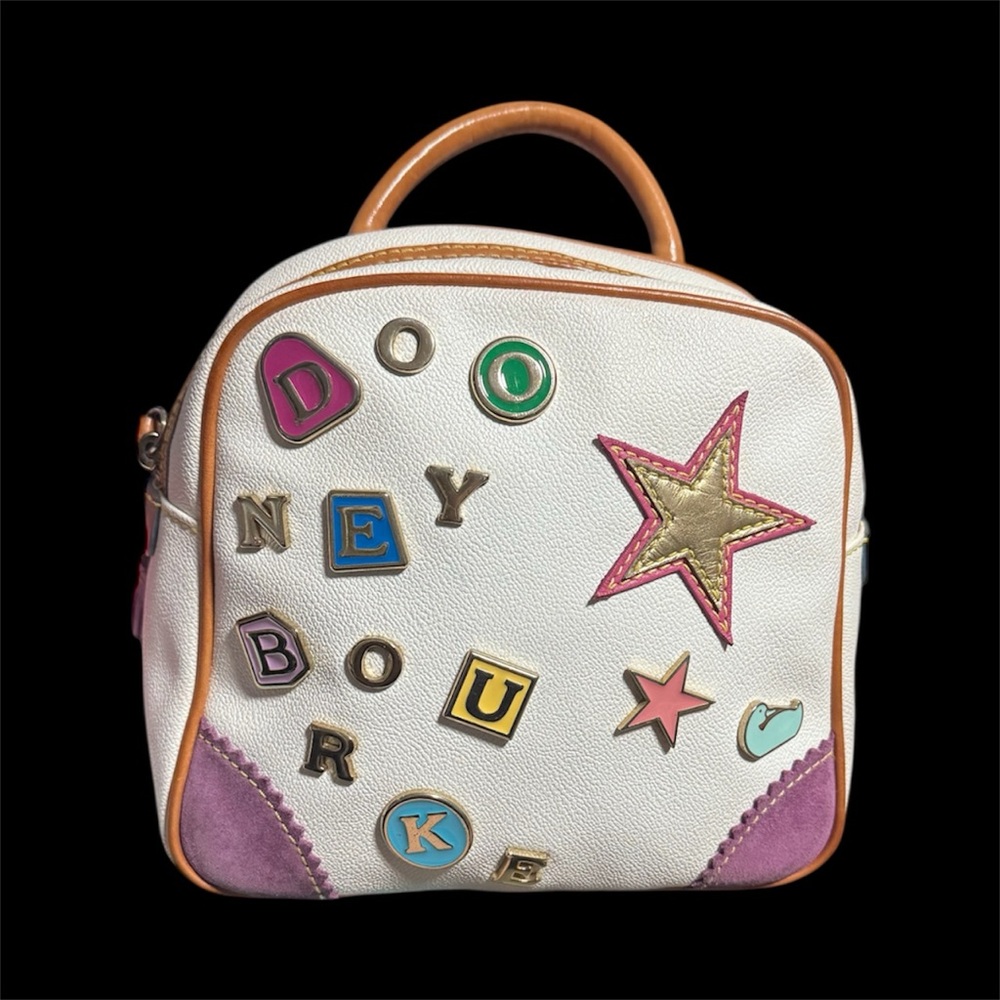 Vintage Y2K Dooney & Bourke White Backpack with Colorful Accents